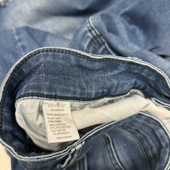 Judy Blue Skinny Jeans High Rise Denim Destroyed Hem Jean Blue Plus Size 24 24W - Picture 11 of 12